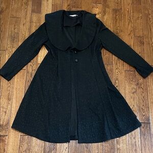 Peter Nygard flowy black trench coat